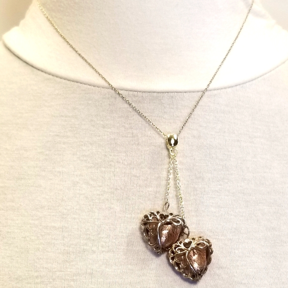 Vecchia Murano Italian Hand-blown heart-shaped purple lilac glass beads necklace - Picture 2 of 15